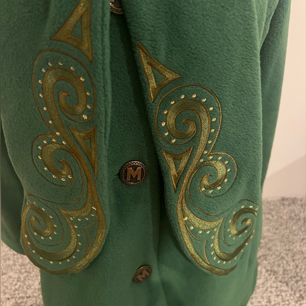 Vintage Bob Mackie XS Green Jacket with attached scarf - Picture 3 of 8
